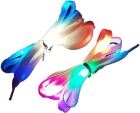 1 Pairs 47'' LED White Shoelaces Light Up Shoe laces 7 Colors Flashing 3 Modes Shoestrings