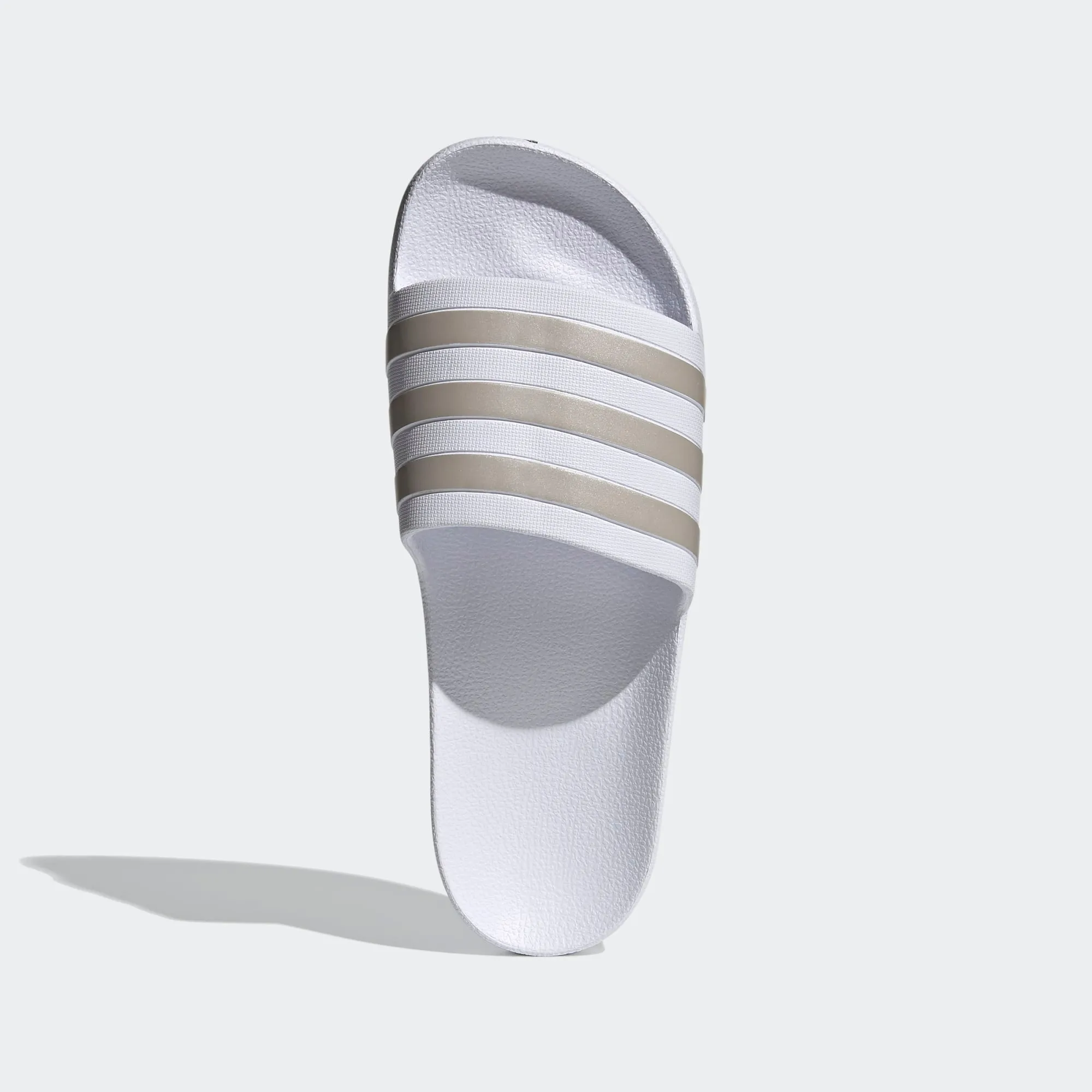 Adidas Adilette Aqua Stripe "Platinum" Slides (Cloud White/Platinum Metallic)(EF1730)