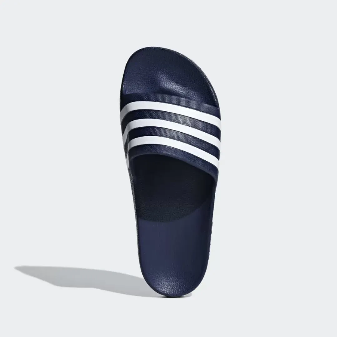 Adilette Aqua Slides (Dark Blue   Cloud White   Dark Blue)
