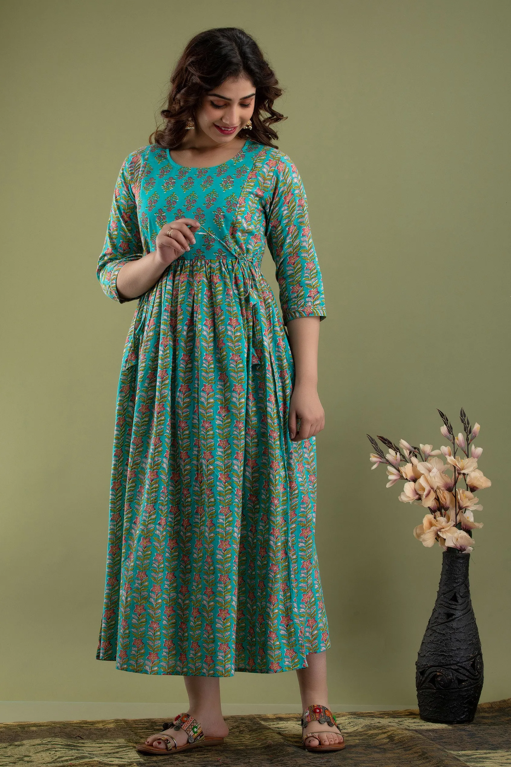 Aqua Yog Maternity Nursing Gown with Feeding Zip