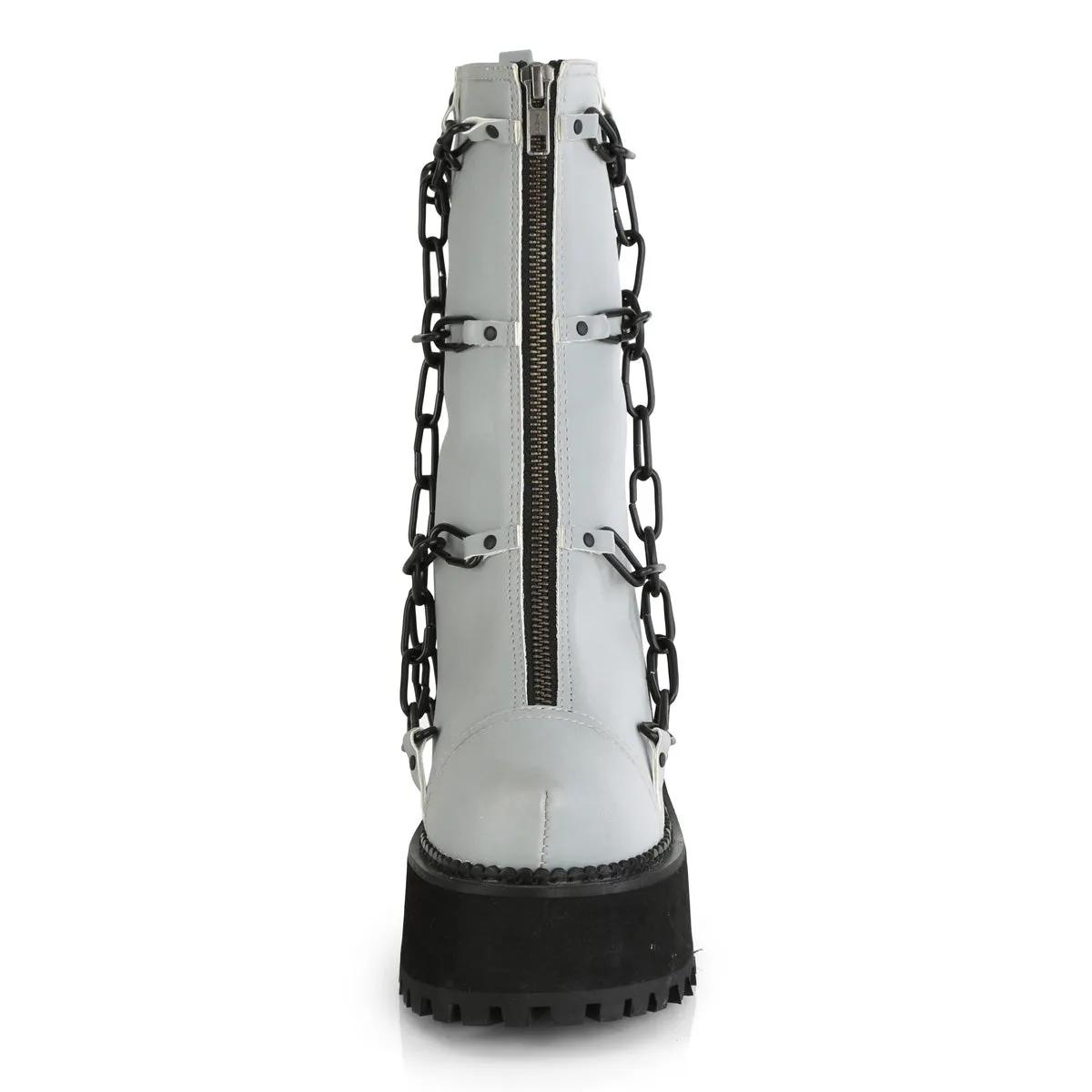 ASSAULT-66 Demoniacult Alternative Footwear Women's Zip Up Front Chunky Platform Ankle Boots