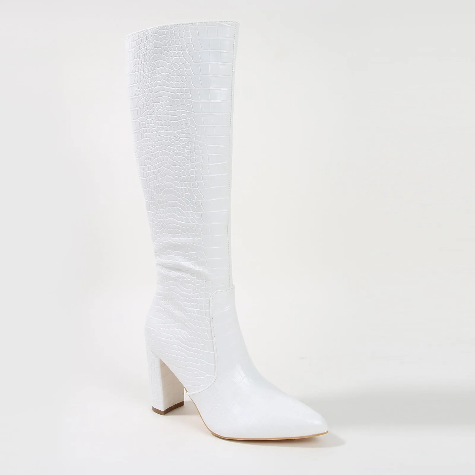 Aster Fierce Croc Embossed Knee High Boots