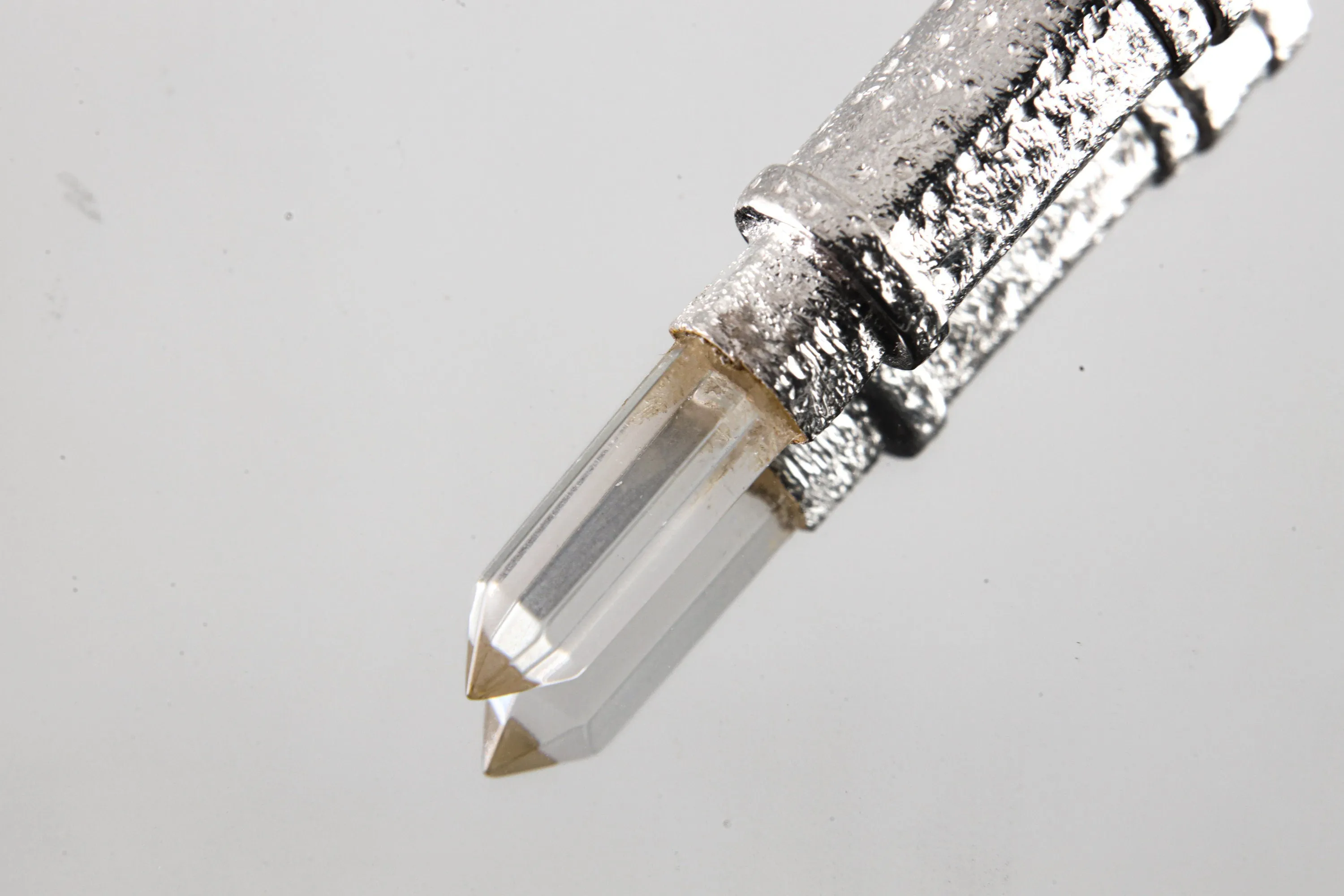 Australian Natural Clear Quartz Point - Solid Capsule Locket - Stash Urn - Textured & Sterling Silver Pendant