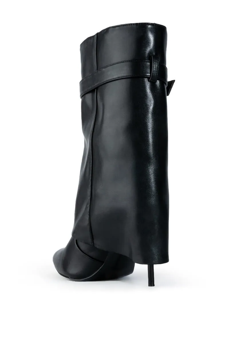 AZALEA WANG MINE FOLD OVER STILETTO BOOTIE IN BLACK