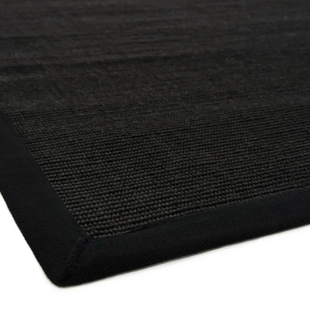 Black Sisal Runner Rug with Cotton Border