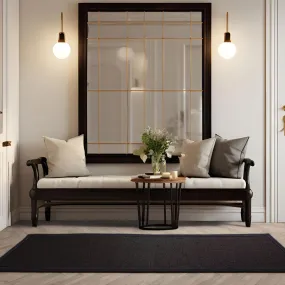 Black Sisal Runner Rug with Cotton Border