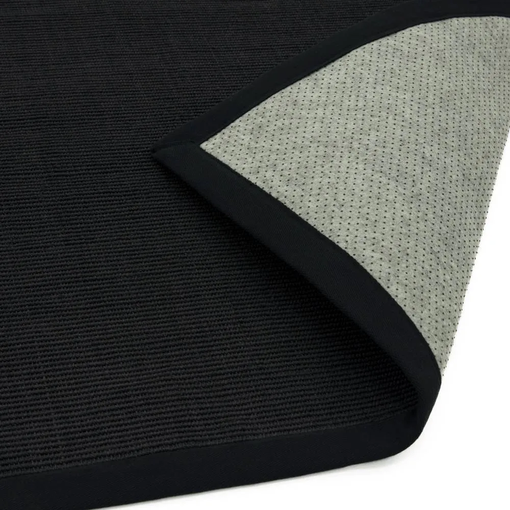 Black Sisal Runner Rug with Cotton Border