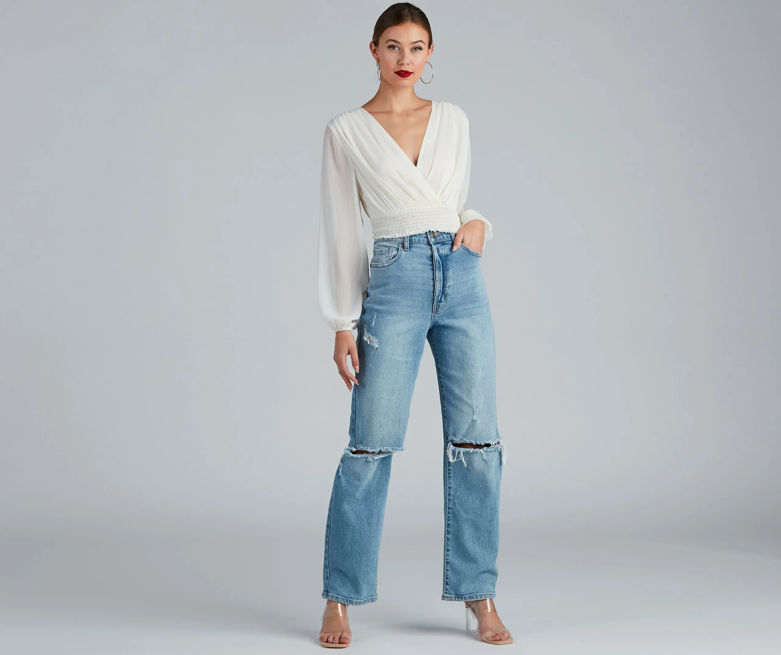 Boho Dreams Surplice Peasant Woven Top