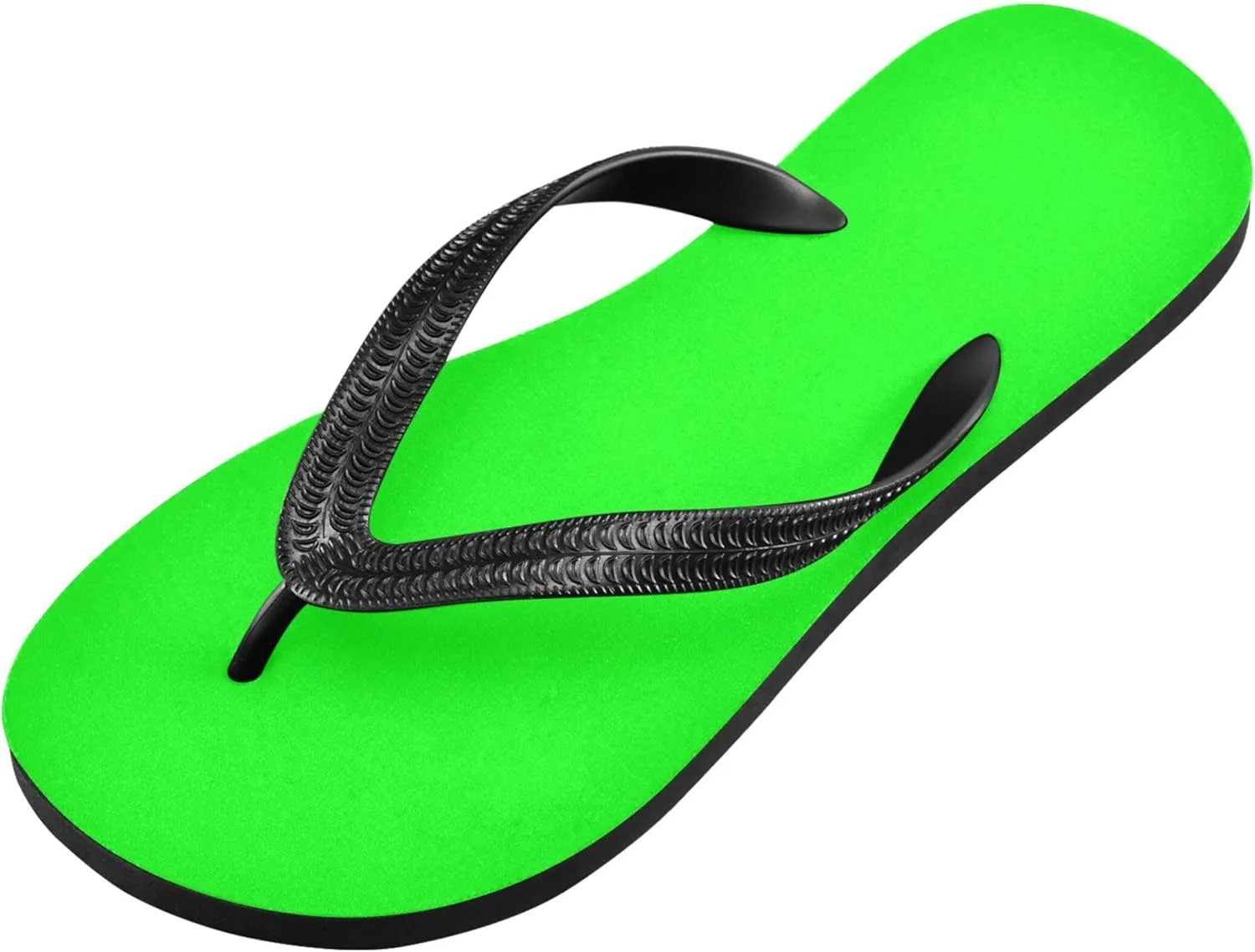 Burbuja Neon Green Solid Color Flip Flops for Women Men, Soft Thong Sandals Rubber Slippers for Pool Beach Essentials