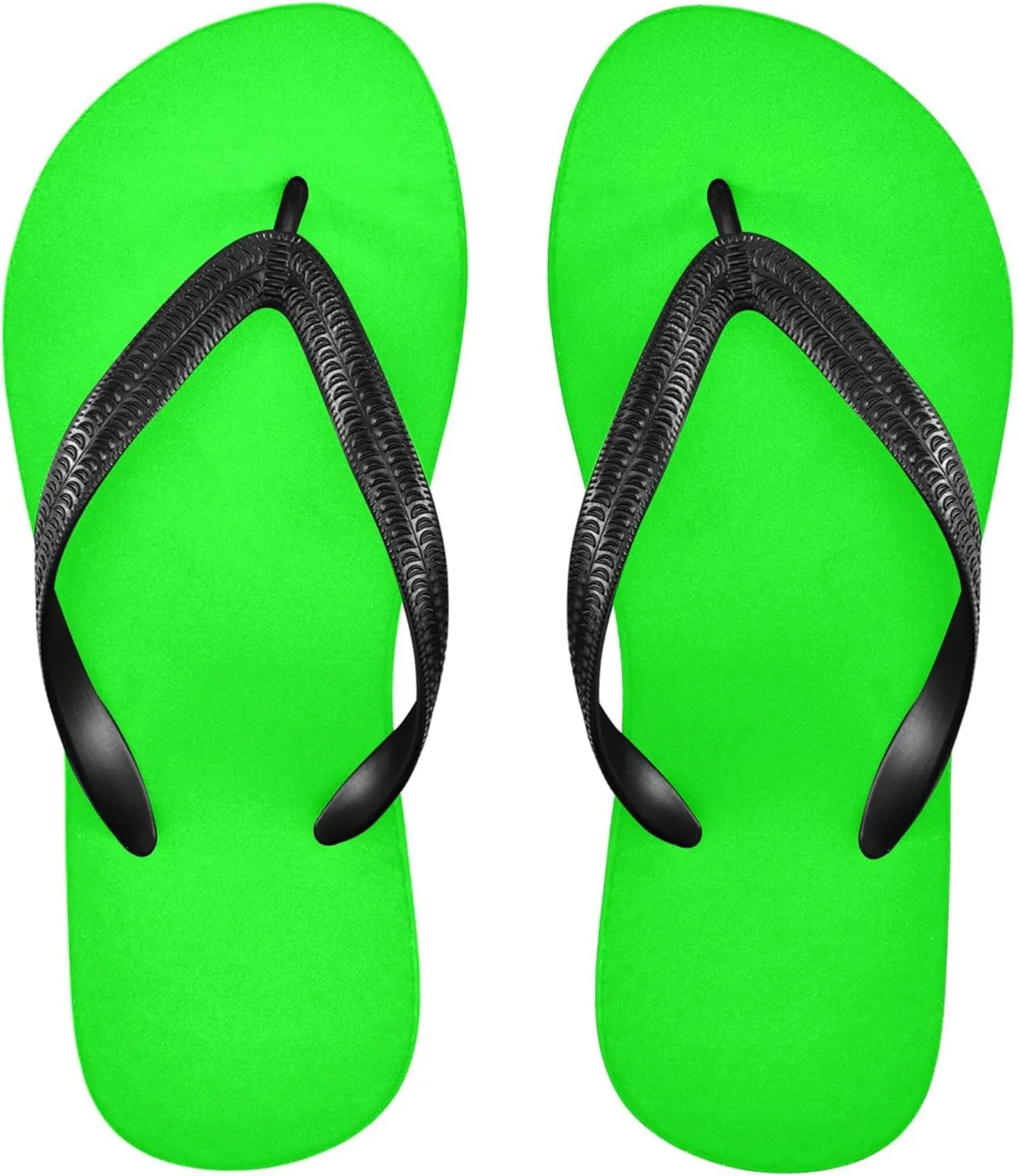 Burbuja Neon Green Solid Color Flip Flops for Women Men, Soft Thong Sandals Rubber Slippers for Pool Beach Essentials