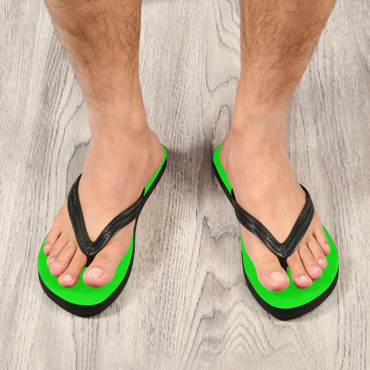 Burbuja Neon Green Solid Color Flip Flops for Women Men, Soft Thong Sandals Rubber Slippers for Pool Beach Essentials