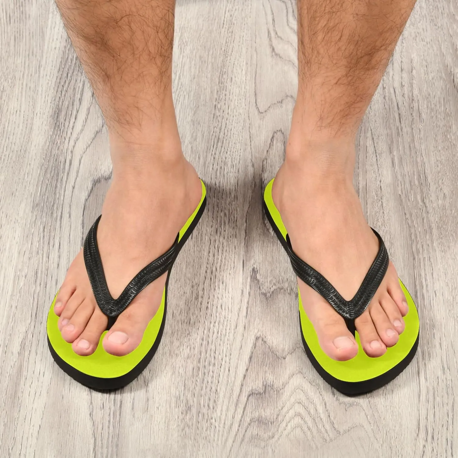 Burbuja Neon Yellow-green Solid Flip Flops for Women Men, Soft Thong Sandals Rubber Slippers for Pool Beach Essentials