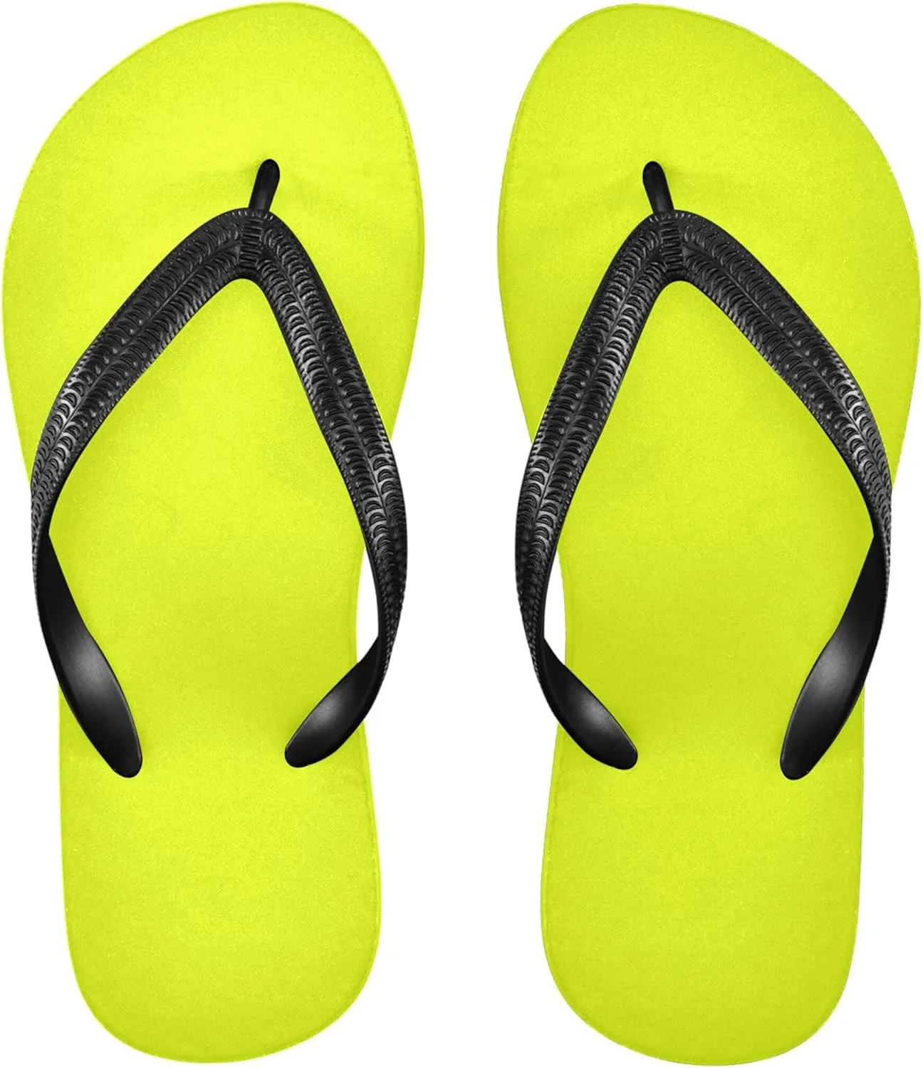 Burbuja Neon Yellow-green Solid Flip Flops for Women Men, Soft Thong Sandals Rubber Slippers for Pool Beach Essentials