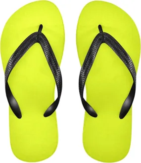 Burbuja Neon Yellow-green Solid Flip Flops for Women Men, Soft Thong Sandals Rubber Slippers for Pool Beach Essentials
