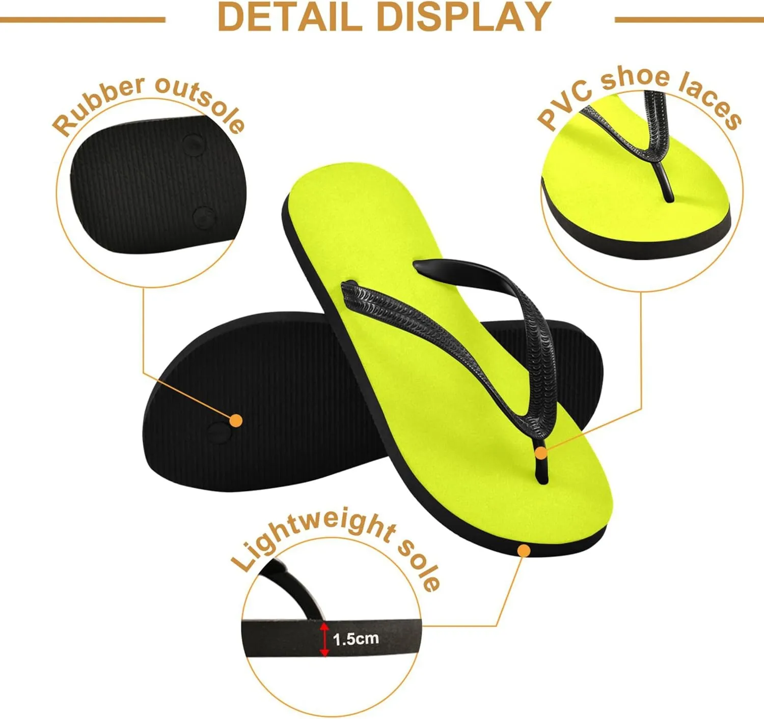 Burbuja Neon Yellow-green Solid Flip Flops for Women Men, Soft Thong Sandals Rubber Slippers for Pool Beach Essentials
