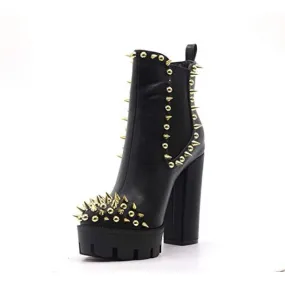 Cape Robbin Jagged Chunky Heel Spike Platform Chelsea Bootie Black (10, Black)