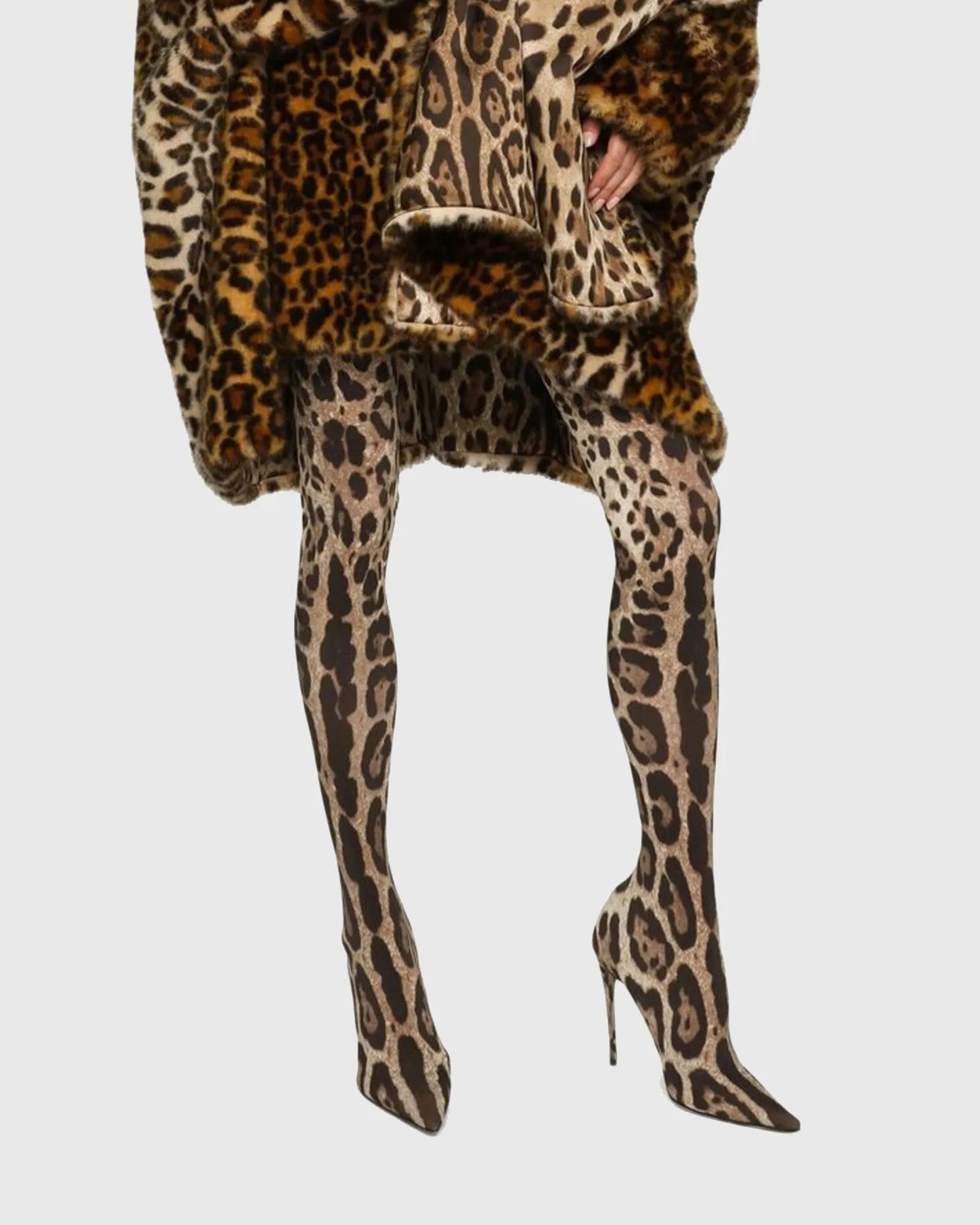 Claretta Leopard Print Over The Knee Boots