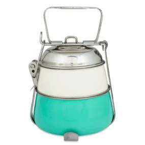 Elan Tiffin Box - Two Tier Lunch Box, Off White-Aqua