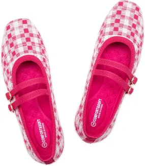 Frank Mully Women's Flats Square Toe Mary Jane Shoes Ballet Flats with Strap Comfortable Slip On Knit Shoes Dressy Casual