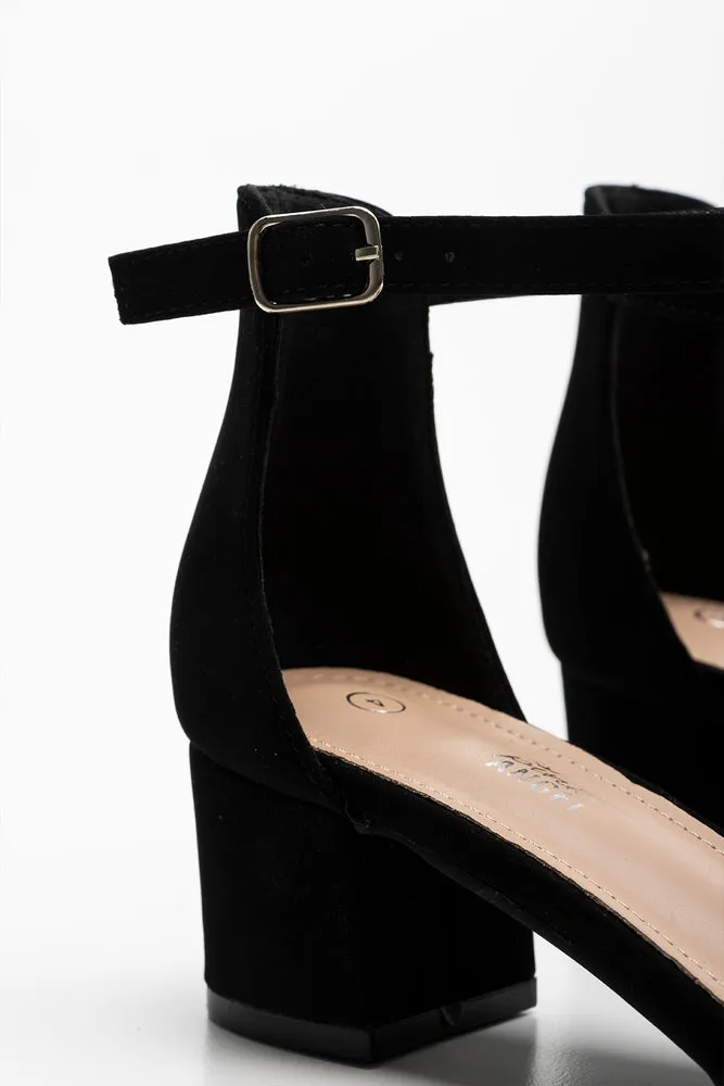 Glitter Bow Heel Sandal Black