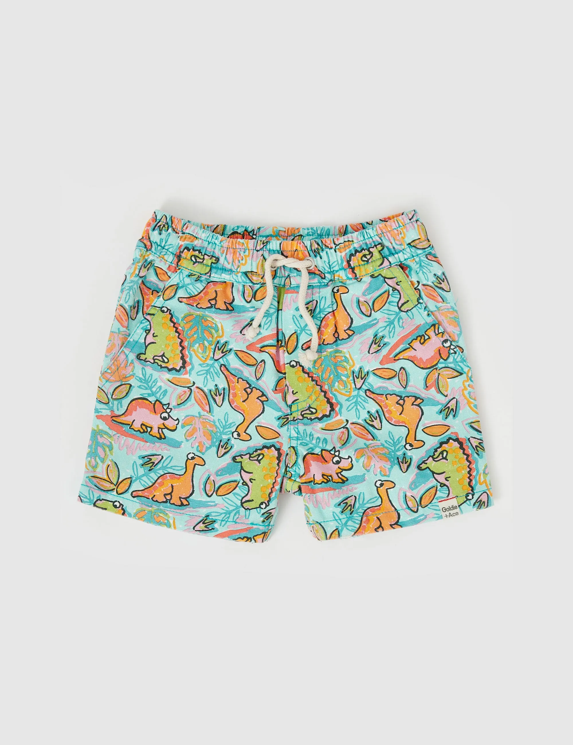 Goldie   Ace Noah Dino Jungle Denim Shorts Seafoam