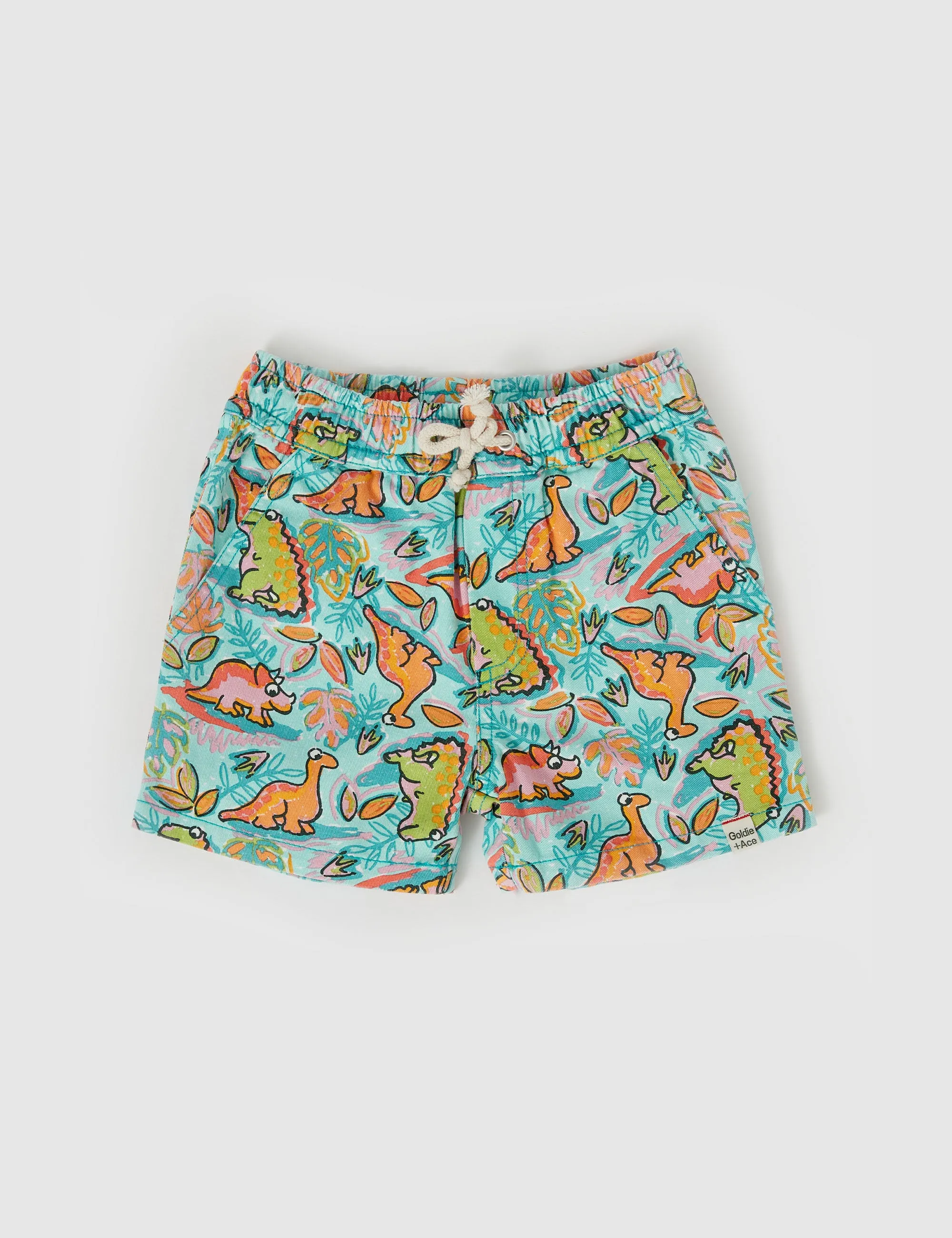 Goldie   Ace Noah Dino Jungle Denim Shorts Seafoam
