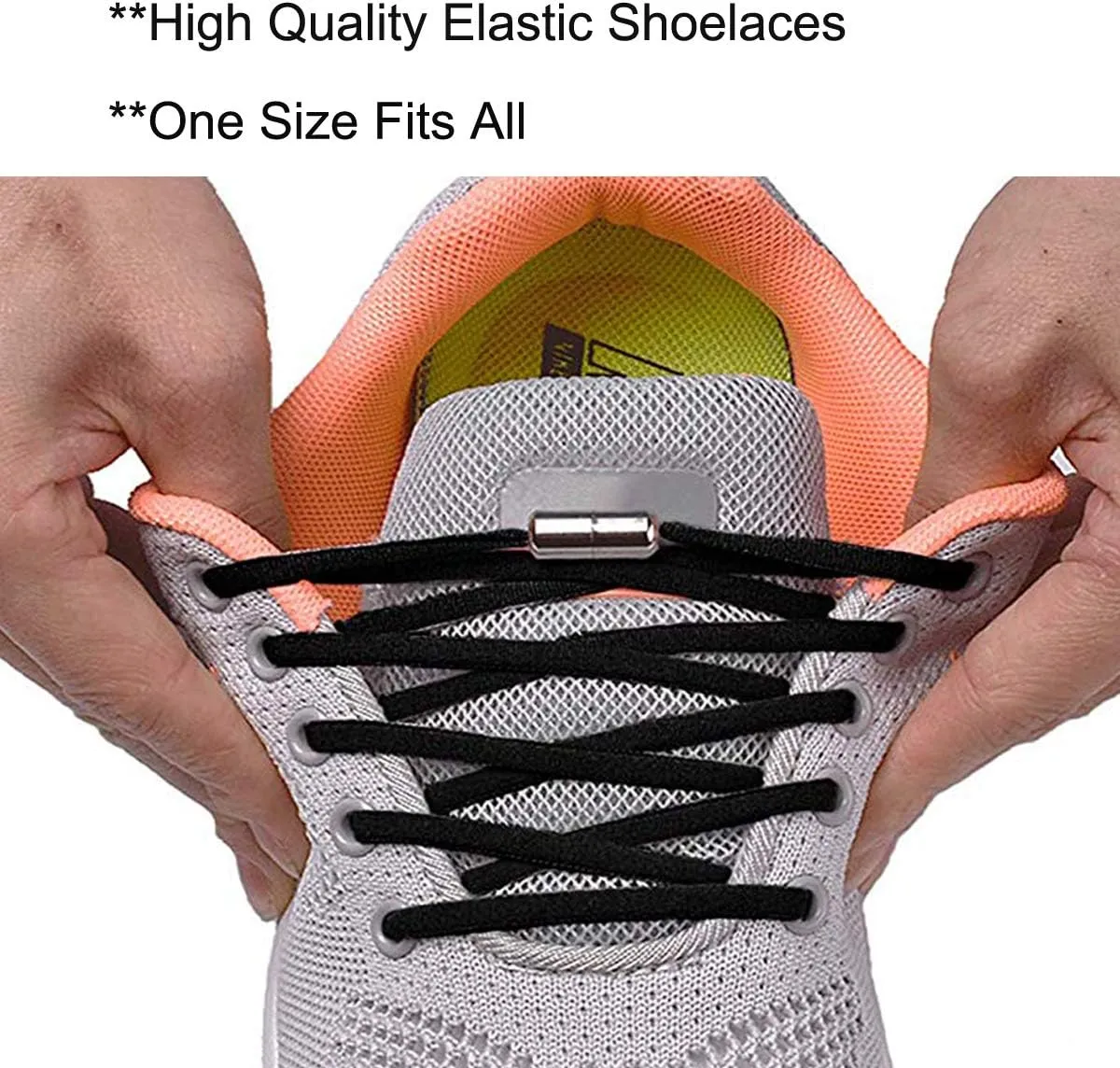 HILLHOME 4 Pairs No Tie Shoelaces Tieless for Adult,Kids,Elderly Sneaker Fits Many Shoes