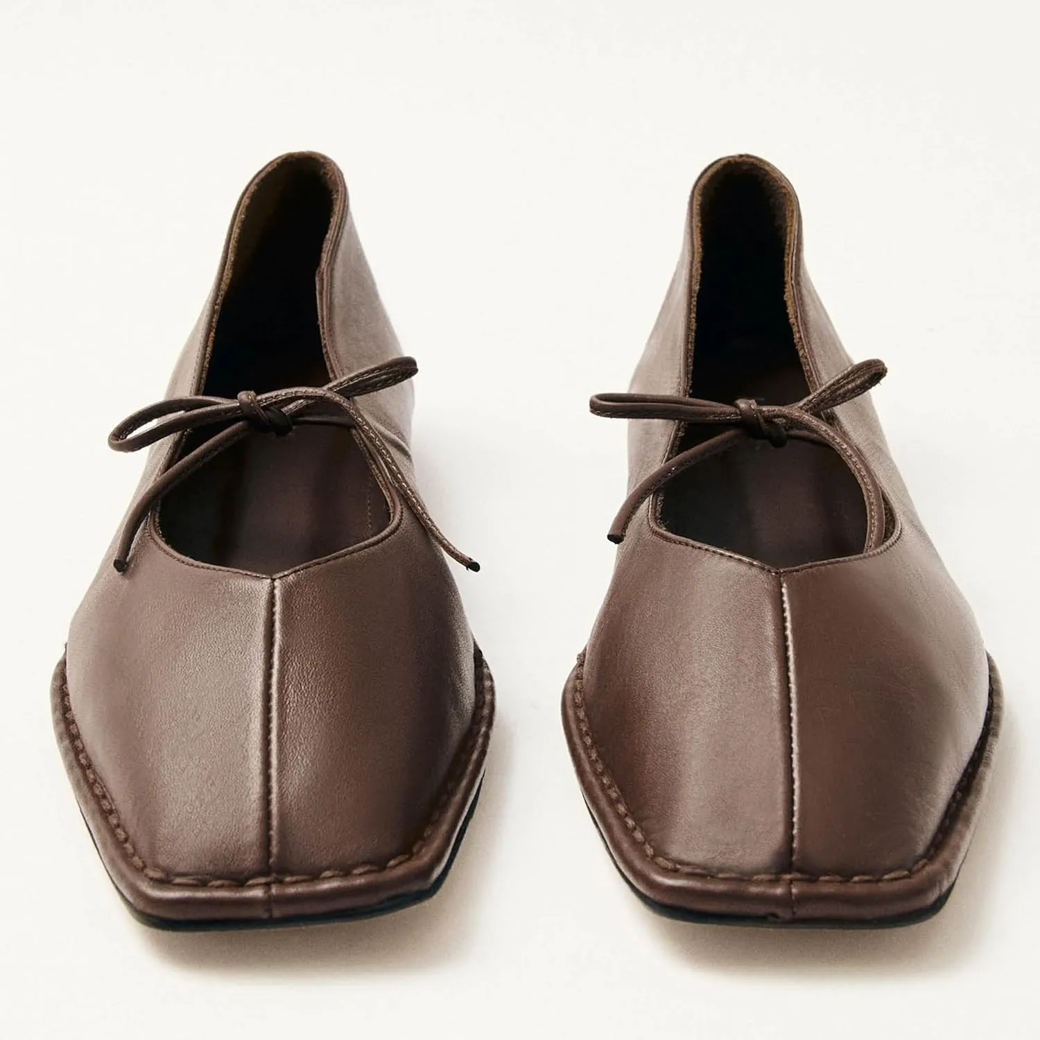 Lace Up Square Toe Ballet Flats for Women Cute Bow Slip On Mary Jane Flats Casual Ballerina Shoes
