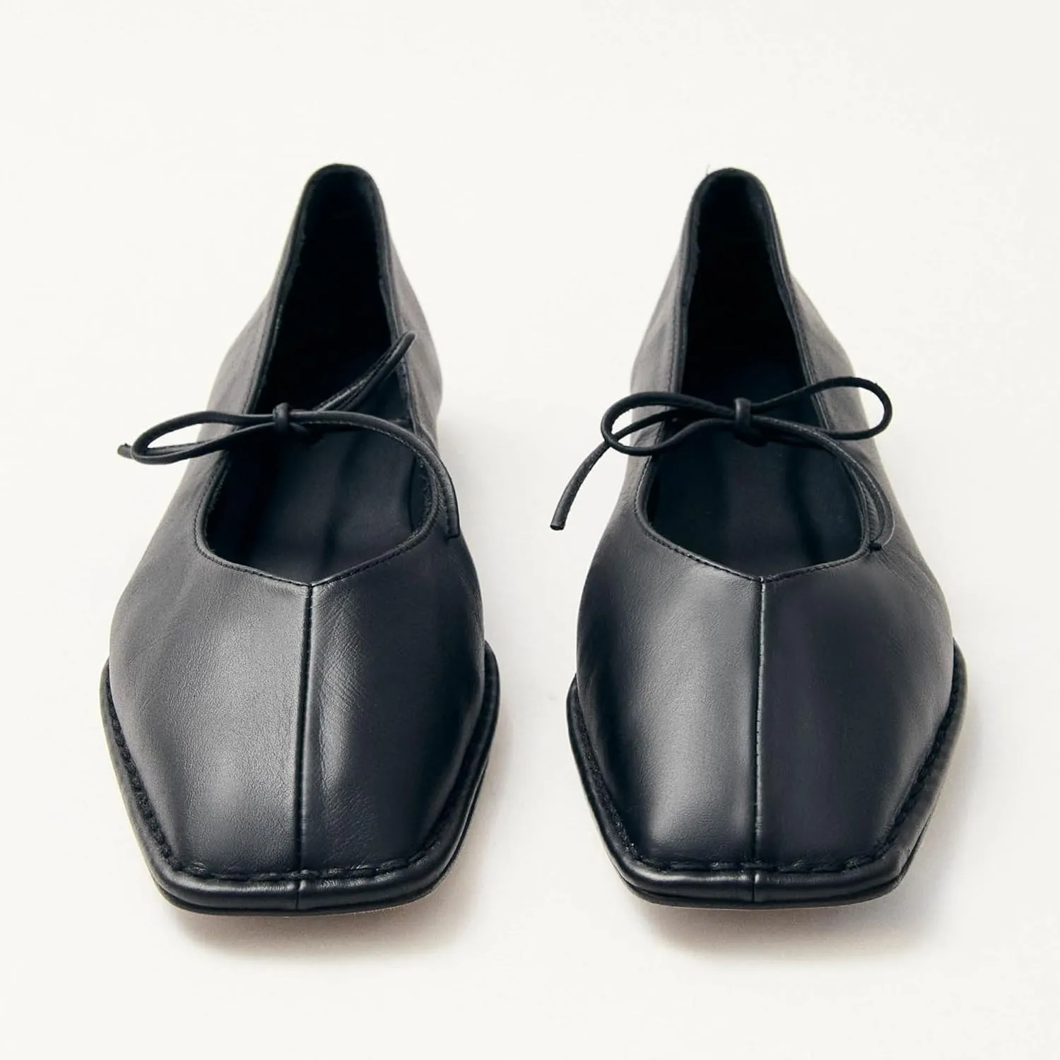 Lace Up Square Toe Ballet Flats for Women Cute Bow Slip On Mary Jane Flats Casual Ballerina Shoes