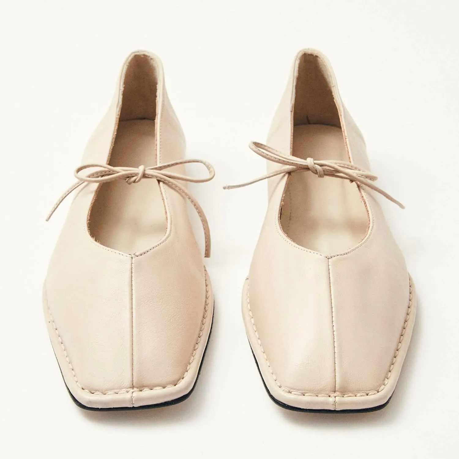 Lace Up Square Toe Ballet Flats for Women Cute Bow Slip On Mary Jane Flats Casual Ballerina Shoes