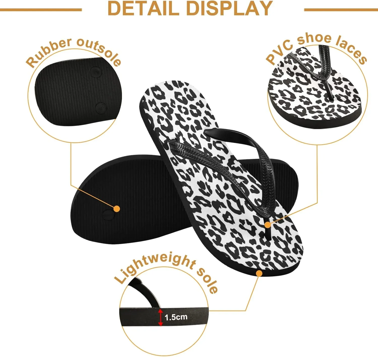 Leopard Animal Skin Pattern Womens Flip Flops Monochrome Black White Print Summer Beach Sandals Casual Thong Slippers Comfortable Shower Slippers Non Slip Water Sandals shoes L