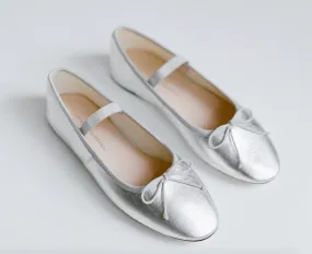 Loeffler Randall Leonie Silver Leather Ballet Flat