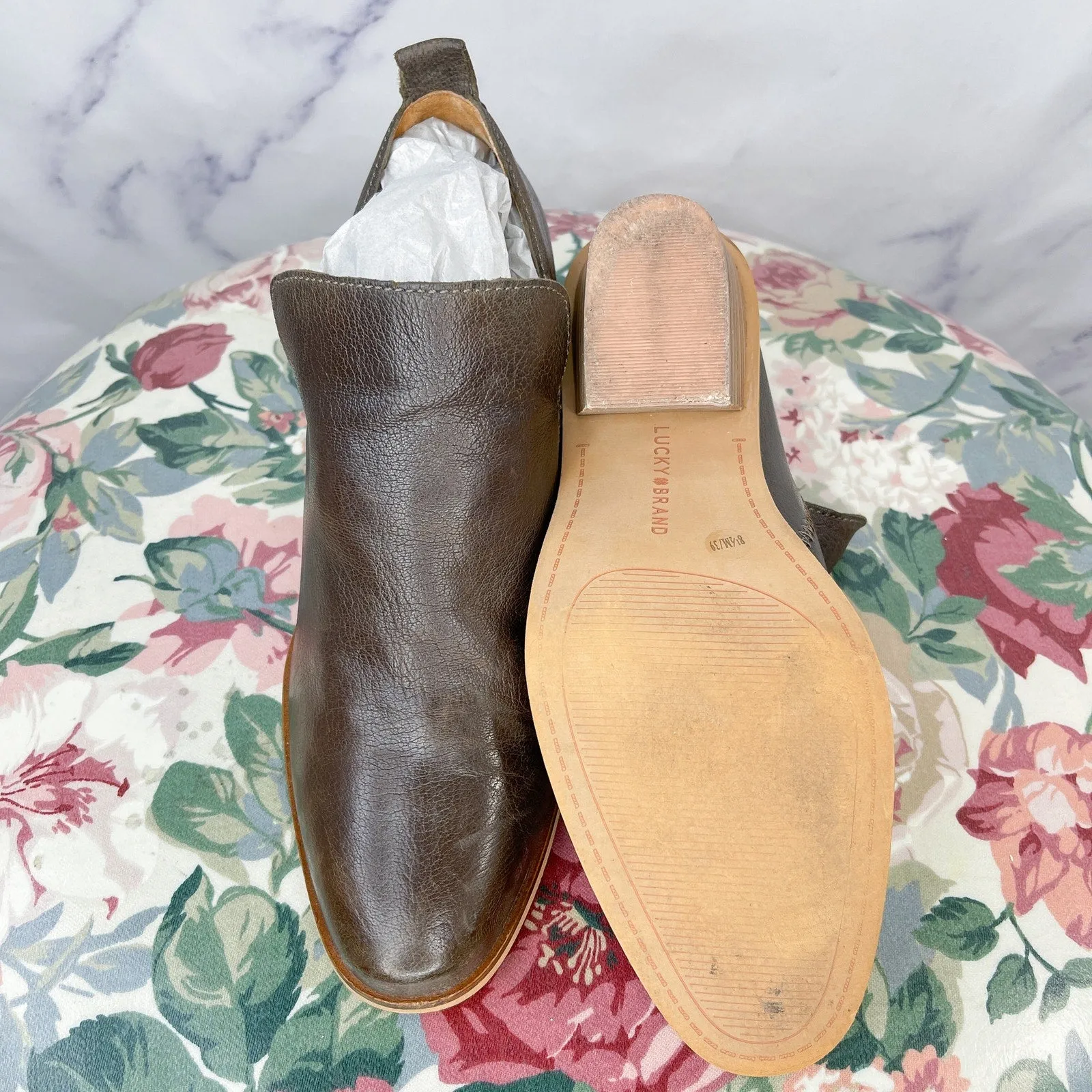Lucky Brand | Victorey Brown Leather Ankle Bootie | 8.5