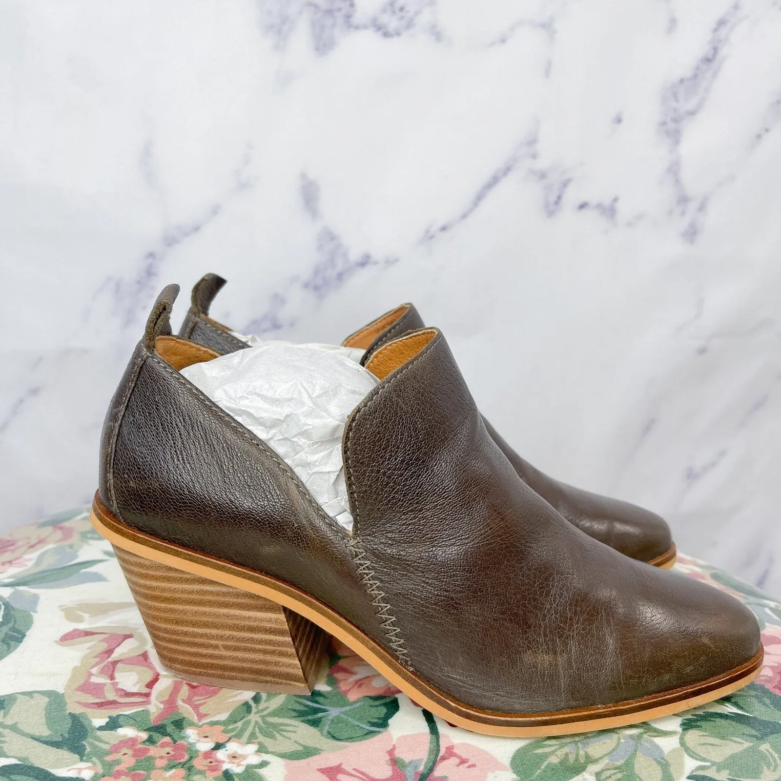 Lucky Brand | Victorey Brown Leather Ankle Bootie | 8.5