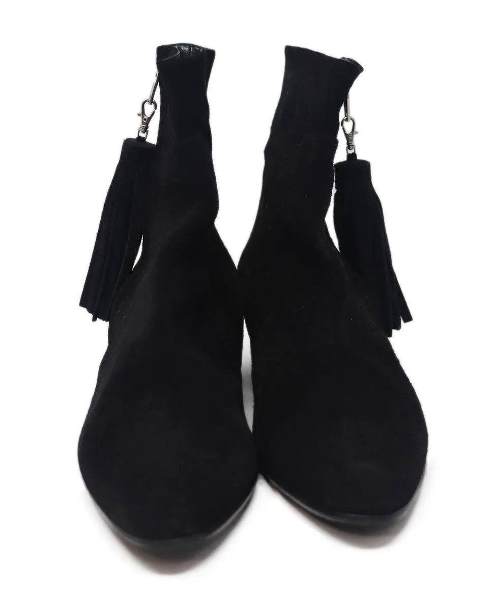 Manolo Blahnik Black Suede Tassel Booties sz 9