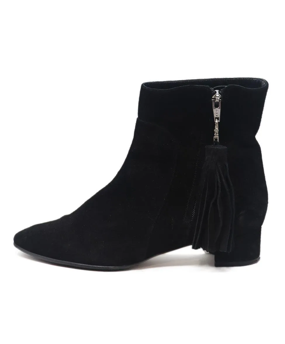Manolo Blahnik Black Suede Tassel Booties sz 9