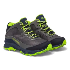 Merrell Kids' Moab Speed Mid Waterproof - Navy/Grey/Lime