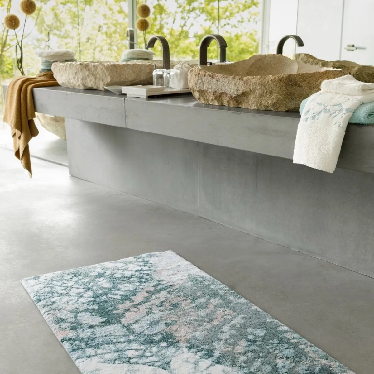 Monoke 27x47 Aqua 210 Bath Rug by Abyss