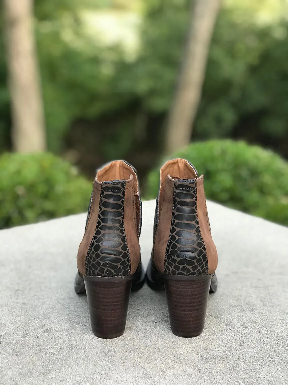 Rattle Me Snakeskin Contrast Booties
