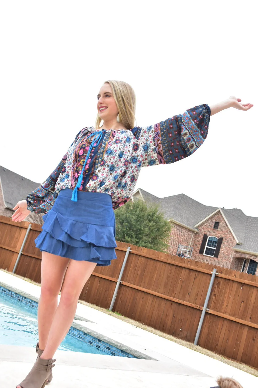 Ruffle Skort | Denim