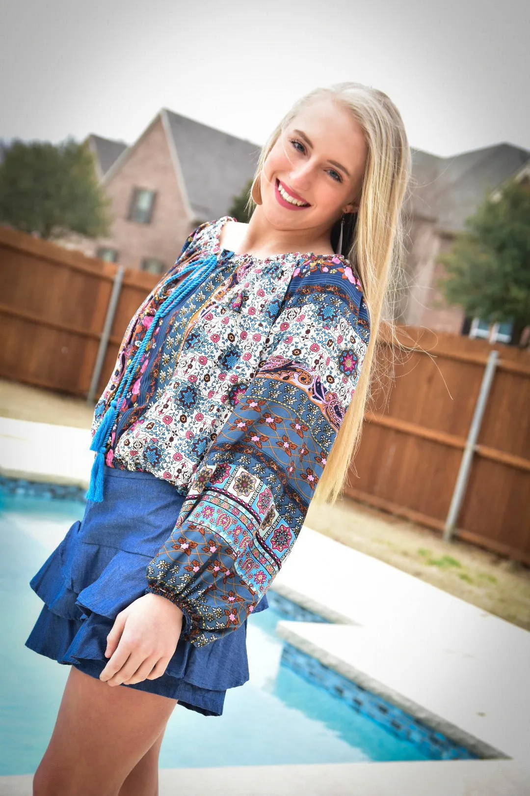 Ruffle Skort | Denim