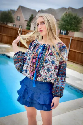 Ruffle Skort | Denim