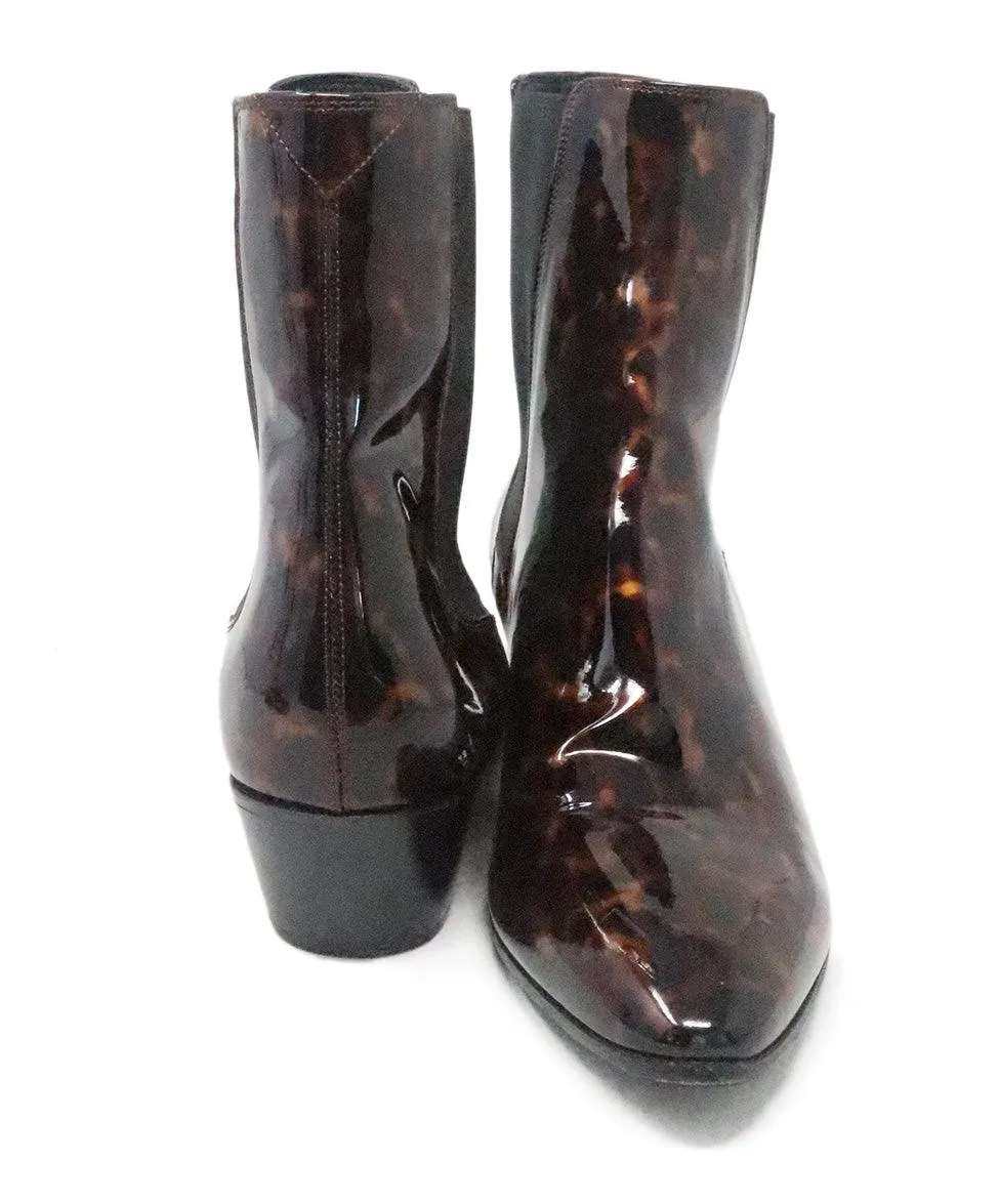 Saint Laurent Tortoise Patent Leather Booties sz 7