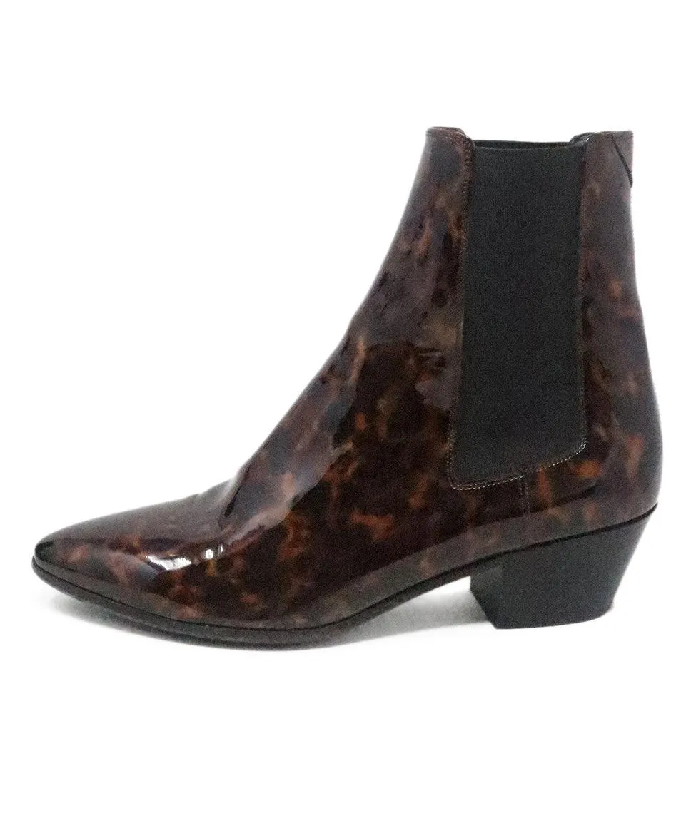 Saint Laurent Tortoise Patent Leather Booties sz 7