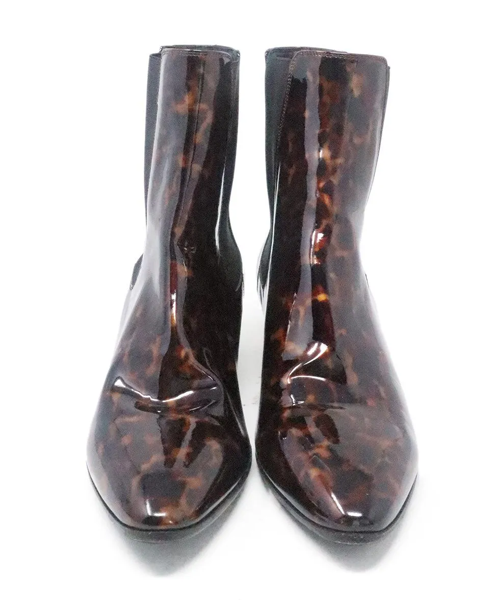 Saint Laurent Tortoise Patent Leather Booties sz 7
