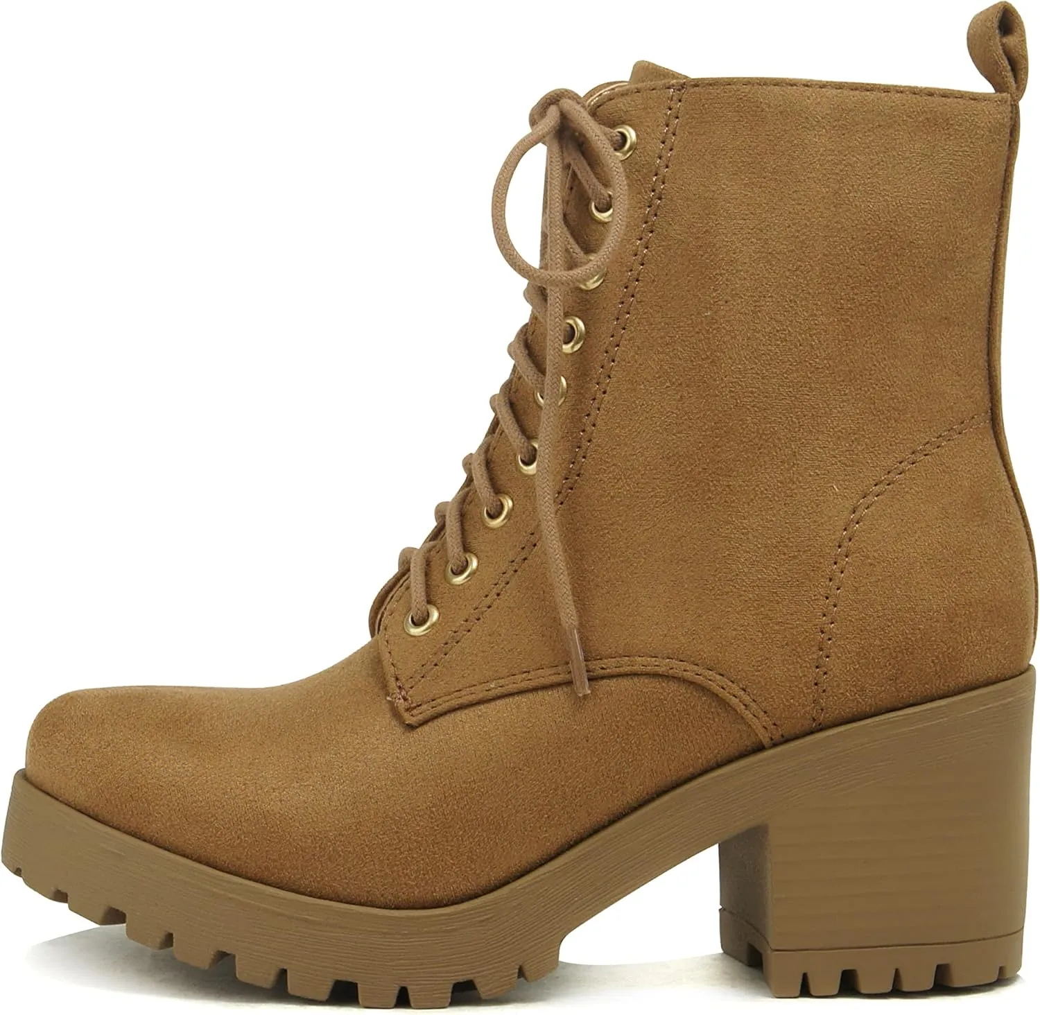 Soda FUZZY ~ Women Chunky Lug Sole Lace up Fashion Combat Ankle Boot w/Side Zipper