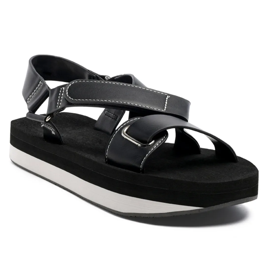 Stay Afloat Platform Sandals in Black