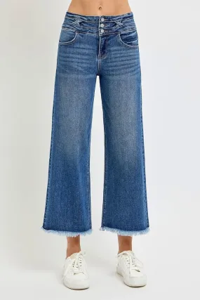 The Risen Button Front Crop Denim