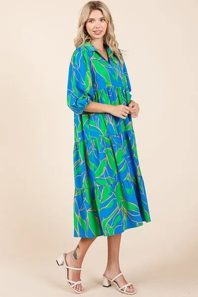 Tiered Printed Midi Dress