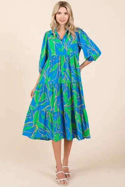 Tiered Printed Midi Dress